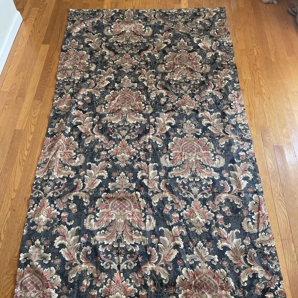Single Panel Chapel Hill By Croscill‎ Jacquard Navy And Gold Curtain 48